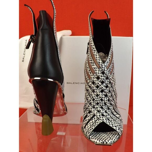 NIB BALENCIAGA MULTI COLOR PYTHON WOVEN WINGS SCULPTURE HEELS PUMPS 41 $3K - Picture 11 of 12